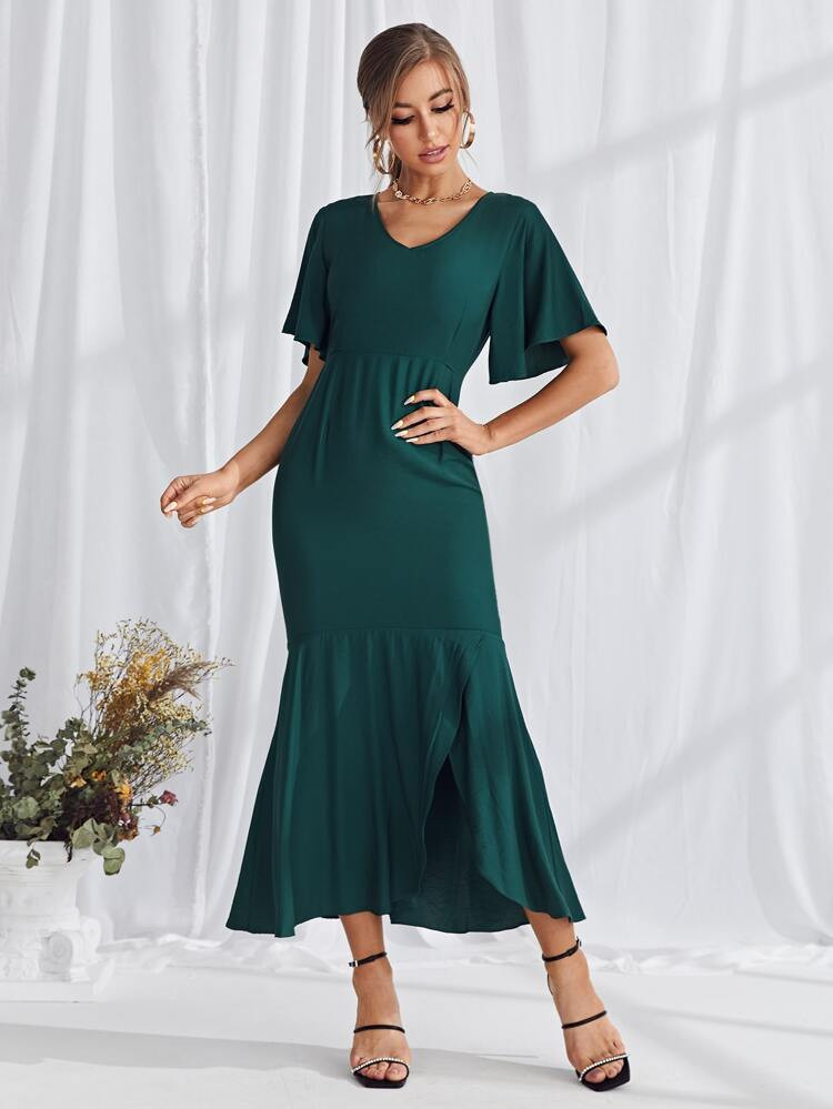 Solid Split Mermaid Hem Dress | SHEIN