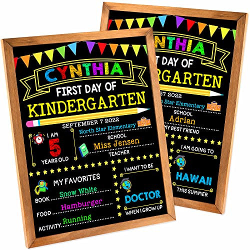 First Day of School Sign - First Day of School Board - 14 X 11 Inch Double-Sided, First & Last Day of School Chalkboard with Frame for Kid, Back to School Supplies for Preschool Kindergarten 1st Grade | Amazon (US)