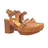 Dutch clogs in brown leather heel 9 closed toe and strap - Made in Italy - G375 MARRONE (9 US, BROWN | Amazon (US)