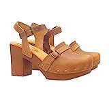 Dutch clogs in brown leather heel 9 closed toe and strap - Made in Italy - G375 MARRONE (9 US, BROWN | Amazon (US)