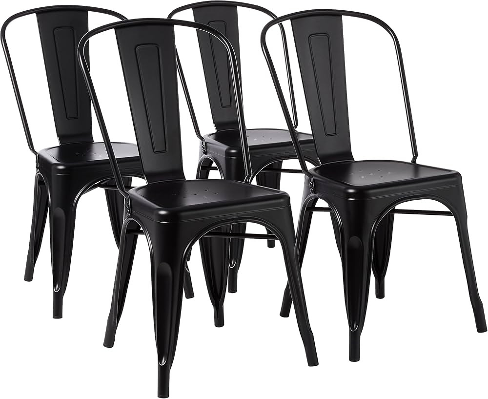 Amazon Basics 33DC01S4-BK Chair, 4 Pack, 20.1"D x 17.1"W x 33.5"H, Matte Black | Amazon (US)