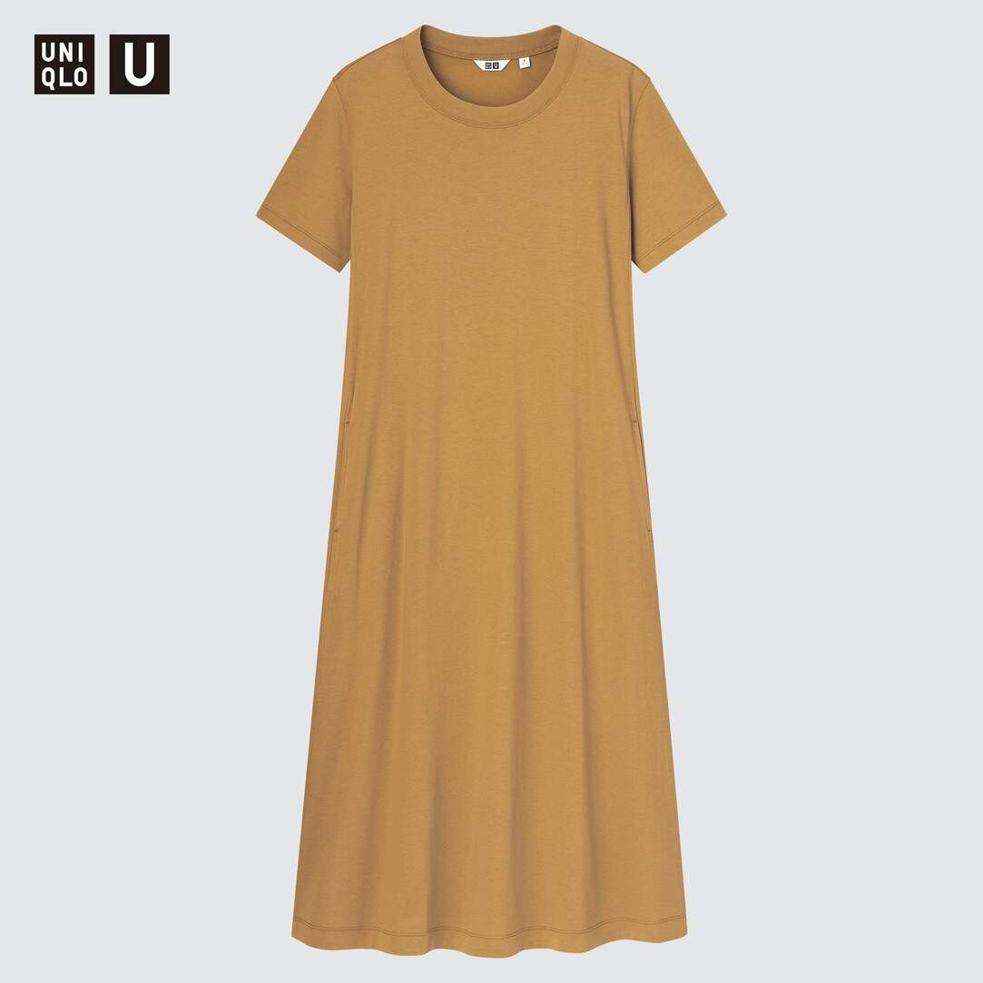 Uniqlo U Langes ausgestelltes AIRism Baumwoll Kurzarm Kleid | UNIQLO | UNIQLO (DE)
