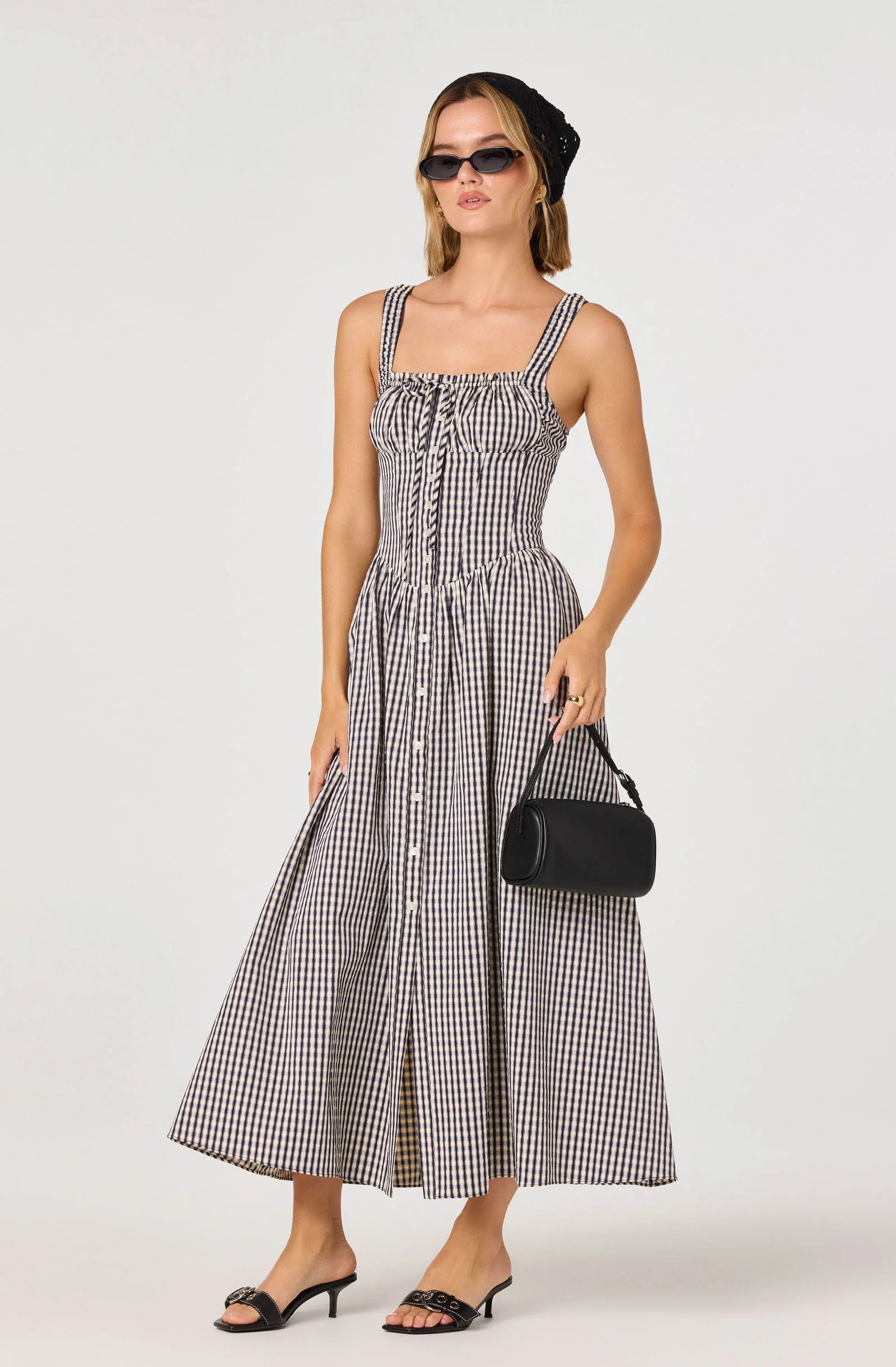 Temperance Gingham Check Maxi Dress - Black gingham / S | ASTR The Label (US)