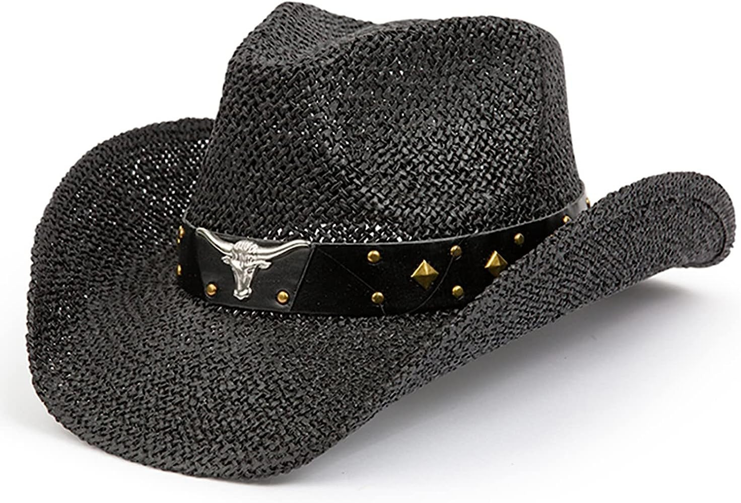 TOVOSO Black Straw Cowboy Hat for Women and Men with Shape-It Brim, Western Cowboy Hat | Amazon (US)