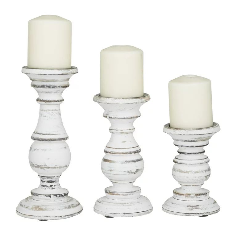 DecMode 10", 8", 6"H Traditional Candlestick, Ivory, 3 - Pieces | Walmart (US)
