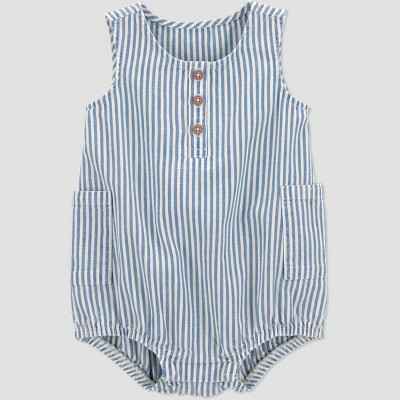 Carter's Just One You® Baby Boys' Striped Chambray Bubble Romper - Blue Newborn | Target