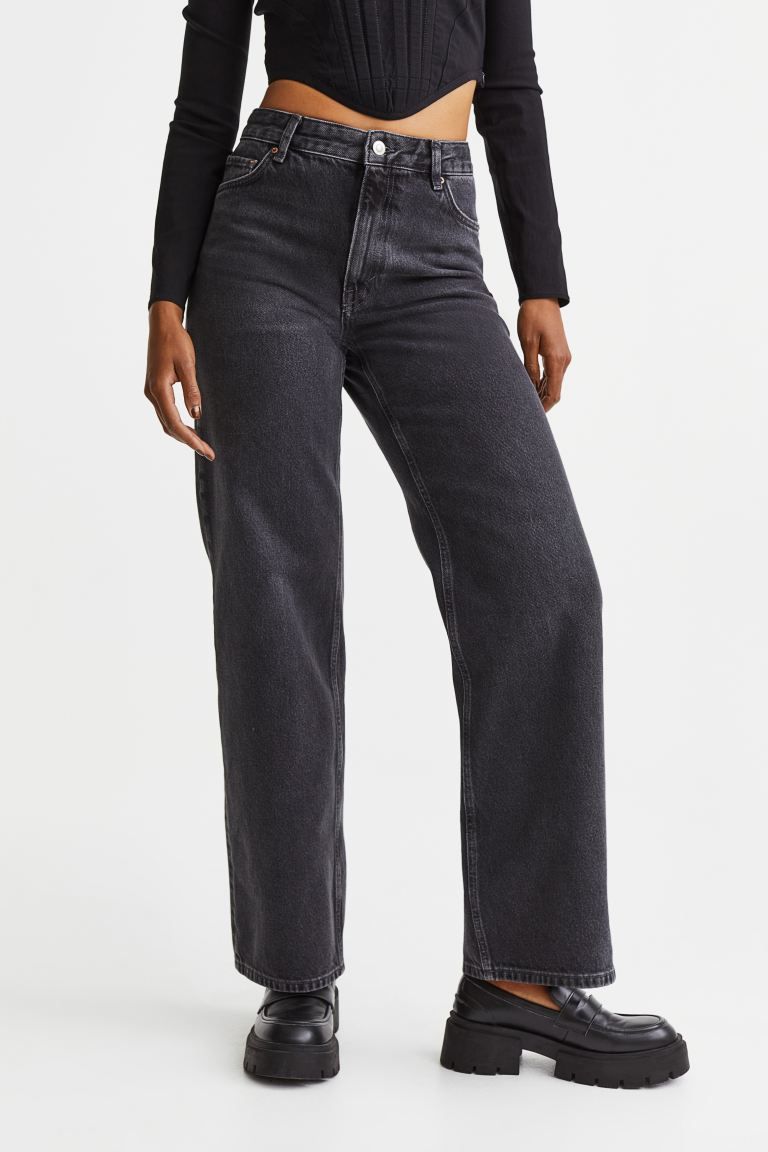 Straight Regular Jeans - Dark gray - Ladies | H&M US | H&M (US + CA)