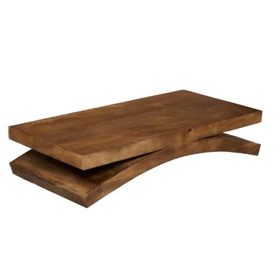 Brown Mango Solid Wood Coffee Table With Contemporary Style For Primary Living Space, Rectangular Shape, Built To Last, Polished Finish, Sled Base Des | Wayfair North America