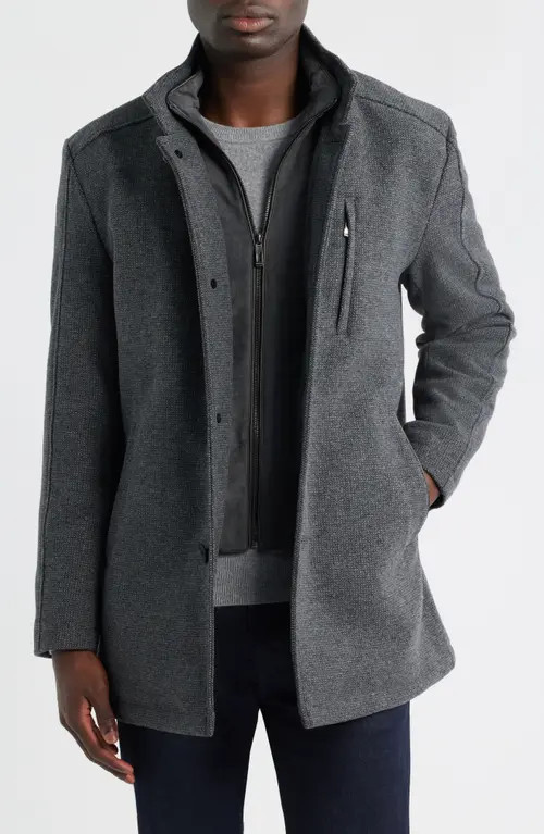 Johnston & Murphy Upton Wool Blend Car Coat with Removable Bib in Charcoal at Nordstrom, Size Xx-Large | Nordstrom