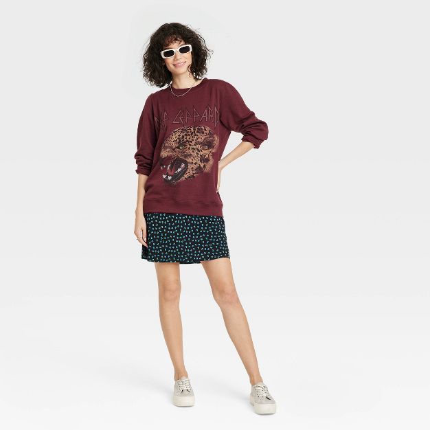 Women's Def Leppard Graphic Sweatshirt - Maroon | Target