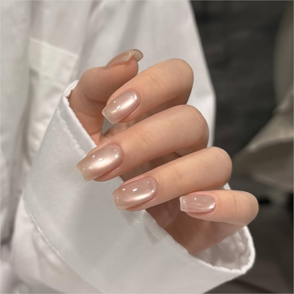 GAOY Nude Glassy Cat Eye Gel Nail Polish, 16ml Glitter Holographic Nail Polish with Magnet, Refle... | Amazon (US)