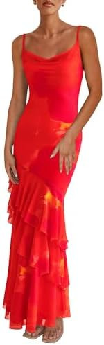 PRETTYGARDEN Maxi Dresses for Women 2026 Summer Tiered Floral Beach Sundress Spaghetti Strap Spri... | Amazon (US)
