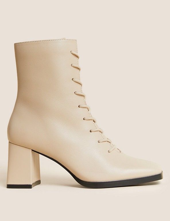 Leather Lace Up Block Heel Ankle Boots | Marks & Spencer (UK)