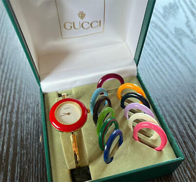 Gucci Change Bezel 12 Colors White/Gold Second hand Japan quartz plating Japan | eBay US