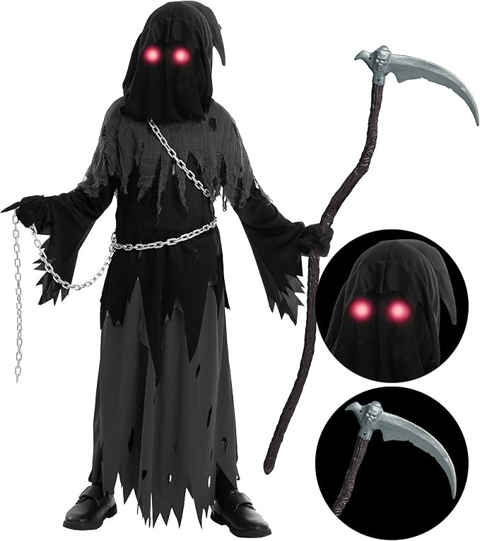 Spooktacular Creations Glowing Eyes Grim Reaper Costume for Kids, Halloween Costume for Boys, Hal... | Amazon (US)