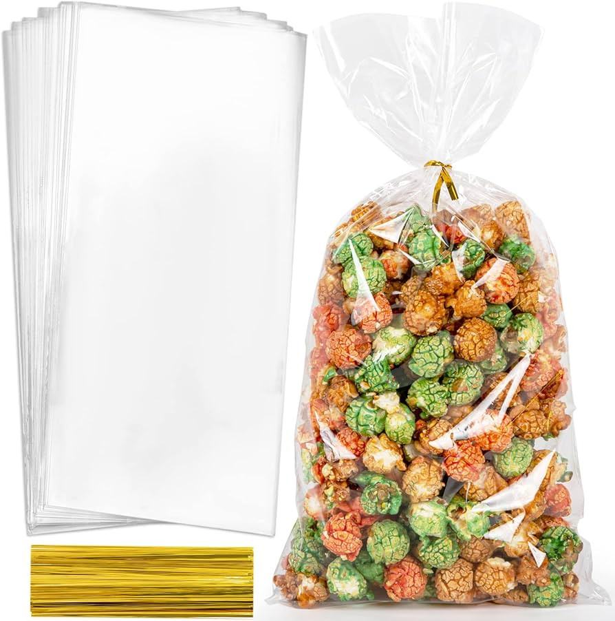 Labeol 160pcs Clear Cellophane Bags 7X14 Treat Bags with Ties Goodie Bags Clear Gift Bags for Packag | Amazon (US)
