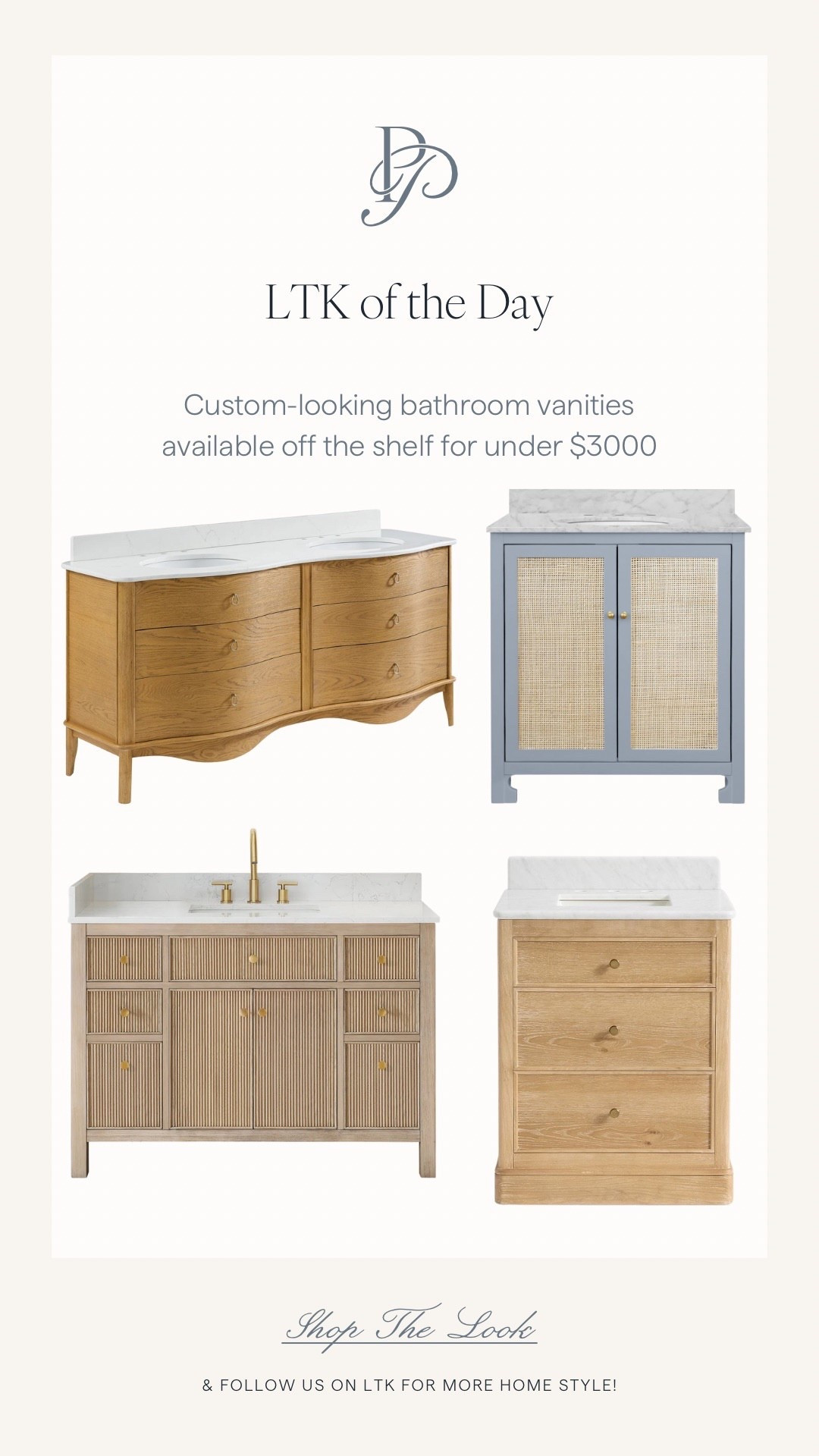 Shop our favorite off-the-shelf bathroom vanities that look custom for a fraction of the price. With details like fluted drawers, scalloped edges, caned door panels and marble tops, these vanities have everything you’d want in a custom piece, but you can order online. 



#LTKHome #LTKStyleTip #LTKSaleAlert