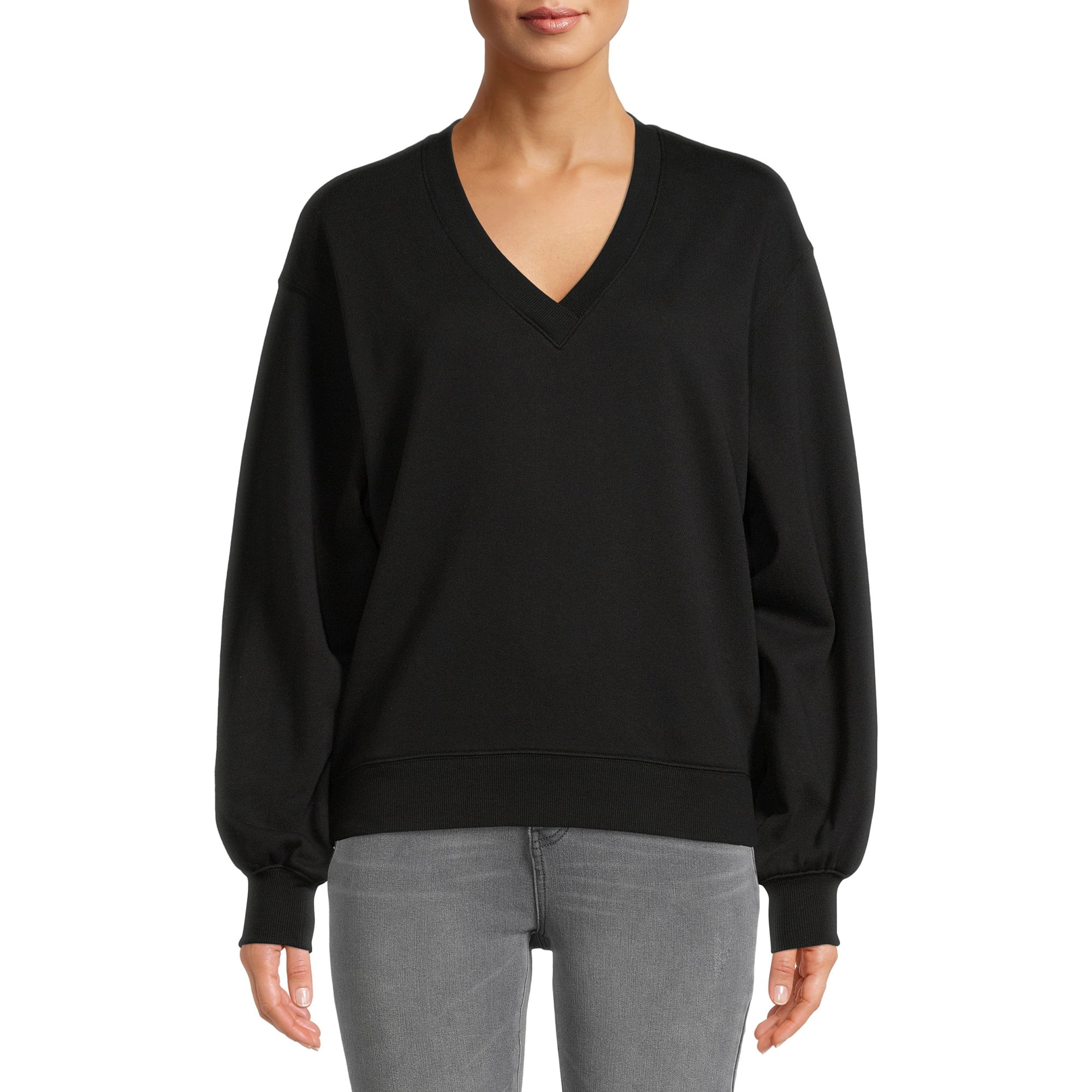 Time and Tru - Time and Tru Women's V-Neck Sweatshirt - Walmart.com | Walmart (US)