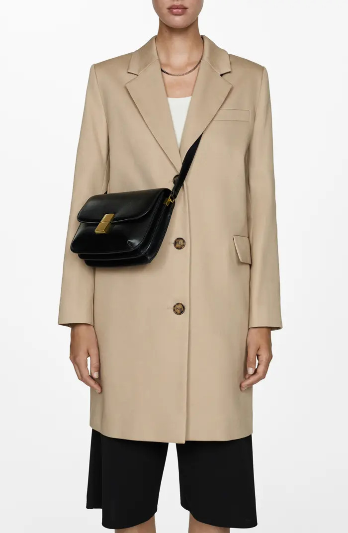 MANGO Straight Fit Cotton Coat | Nordstrom | Nordstrom