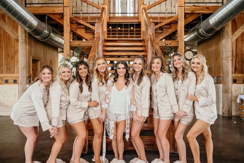 Wedding Day Satin Matching Pajamas Sets Bridesmaid Gift | Etsy | Etsy (US)