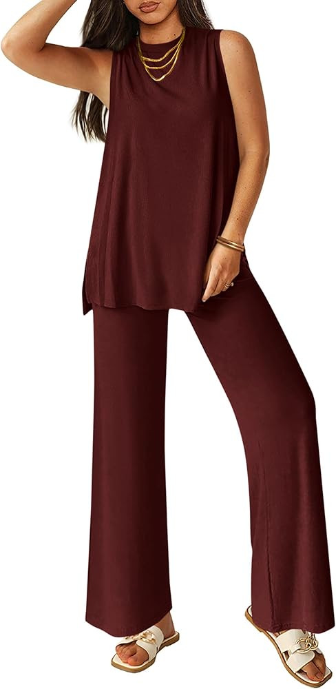 PRETTYGARDEN Women's 2 Piece Lounge Set 2025 Summer Casual Loose Tank Top Wide Leg Pants Matching... | Amazon (US)