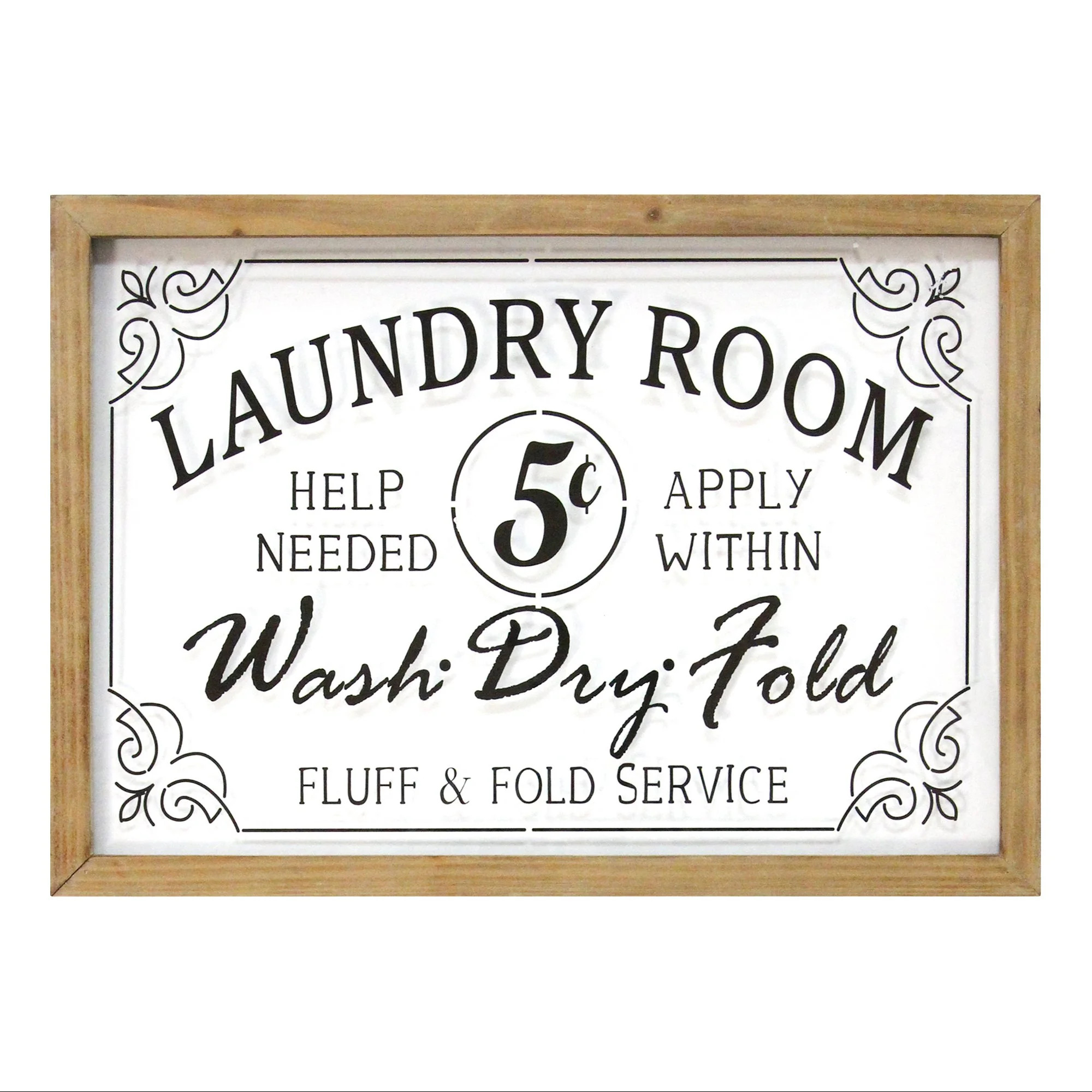 Stratton Home Decor Vintage Laundry Room Framed Glass Wall Art | Walmart (US)
