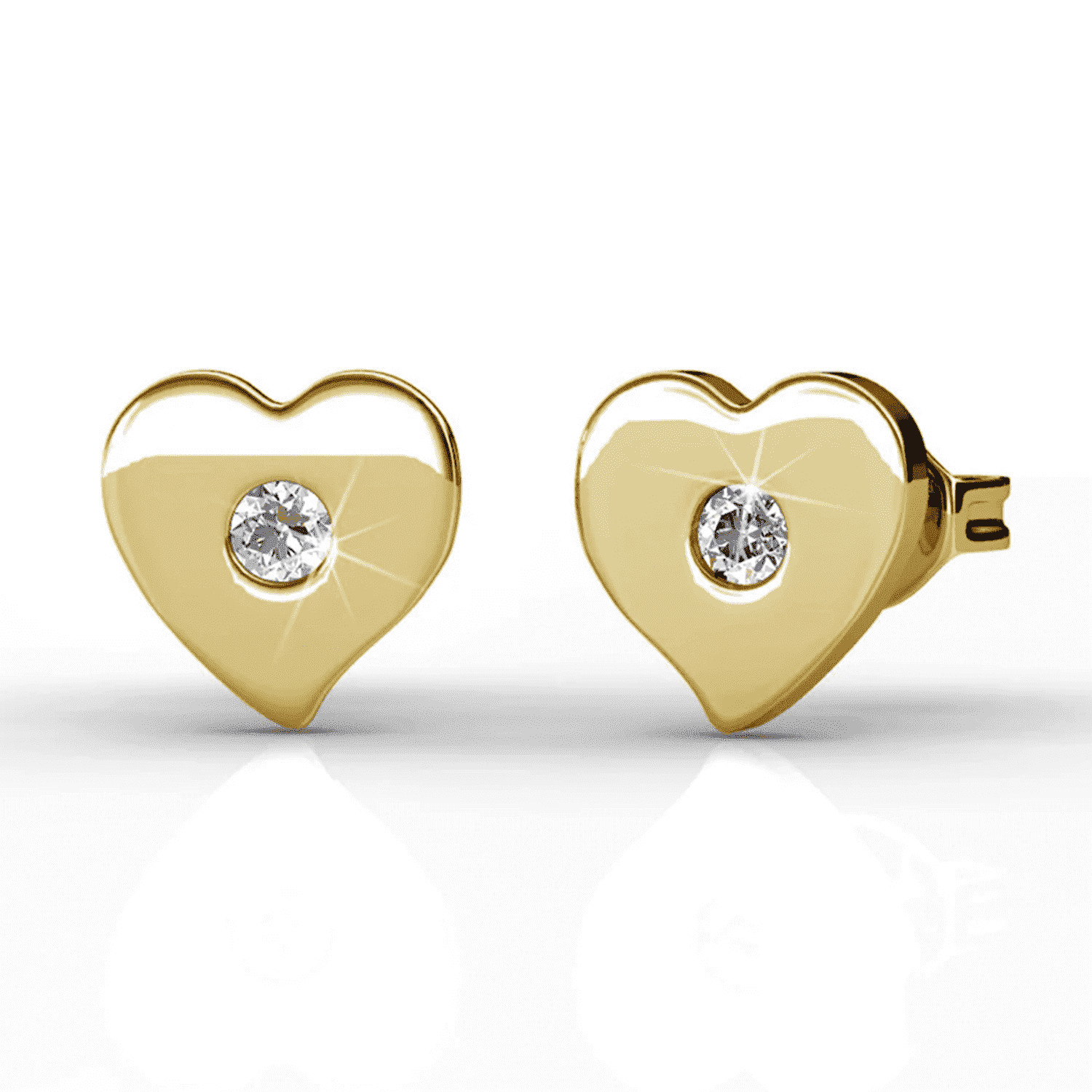 Cate & Chloe Vanessa 18k Yellow Gold Plated Heart Stud Earrings with Swarovski Crystals for Women | Walmart (US)