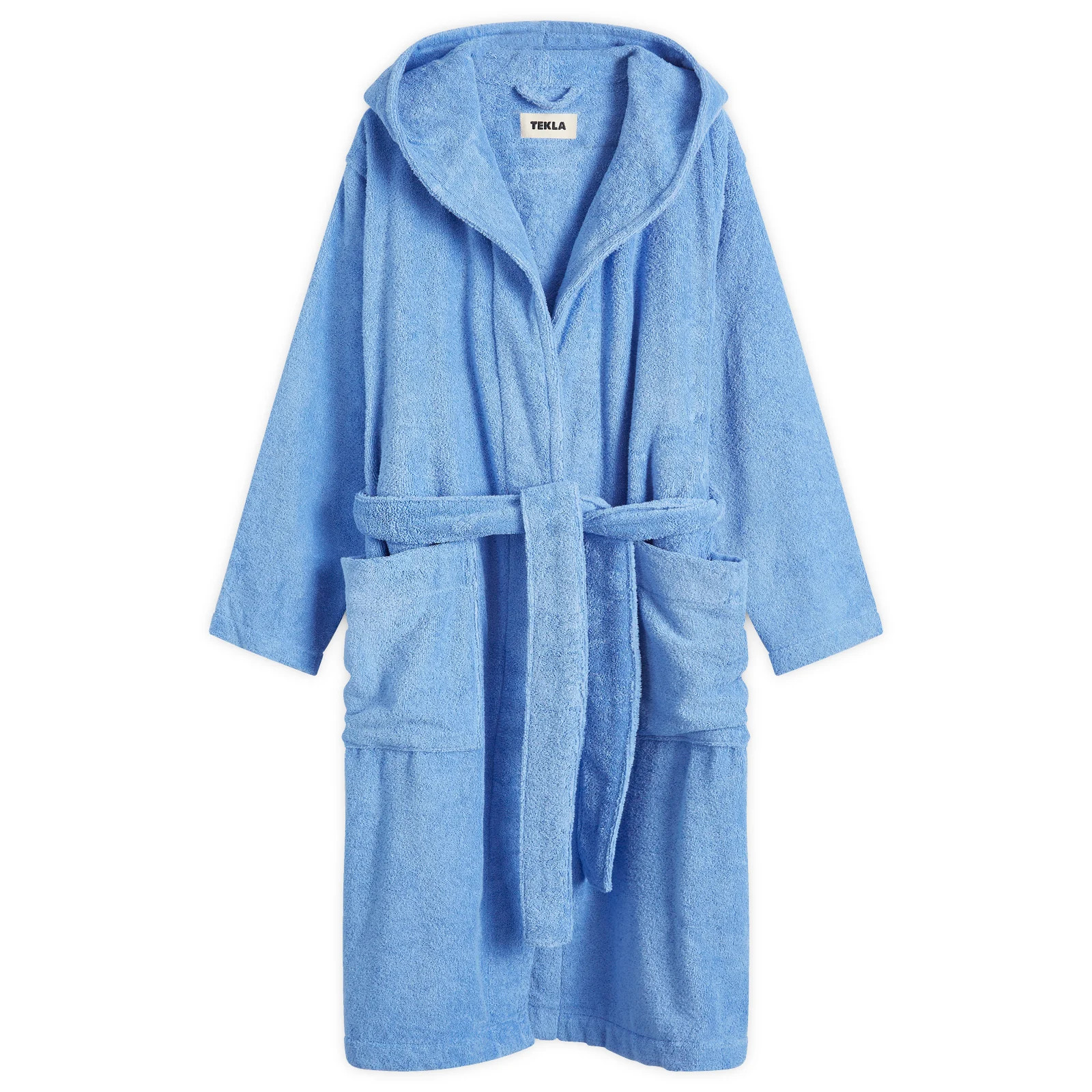 Tekla Terry Hooded Bathrobe Clear Blue | END. Clothing