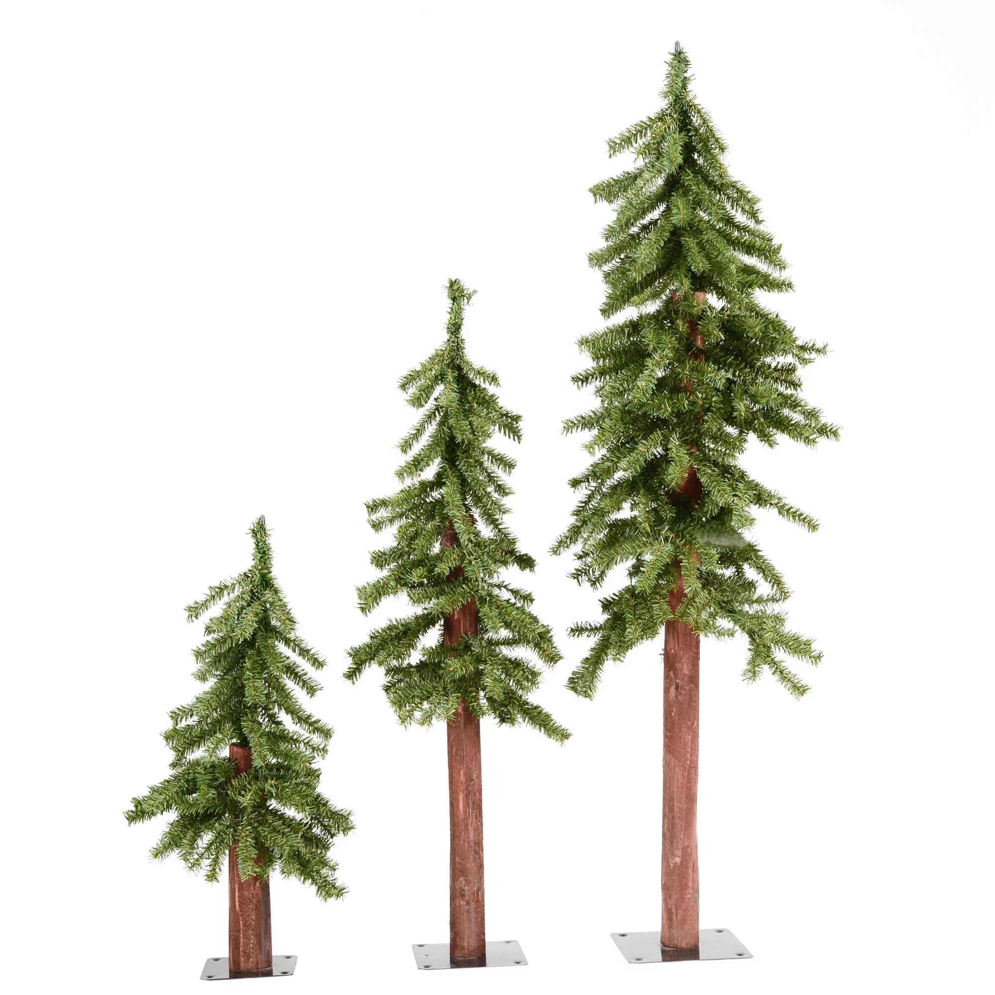 Vickerman 2' 3' 4' Natural Alpine Artificial Christmas Tree Set, Unlit - Faux Christmas Tree Set ... | Walmart (US)