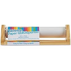 Melissa & Doug Wooden Tabletop Paper Roll Dispenser with White Bond Paper (12 inches x 75 feet) | Amazon (US)