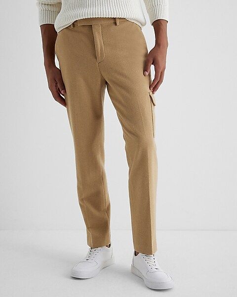 Slim Tan Wool-Blend Cargo Dress Pants | Express