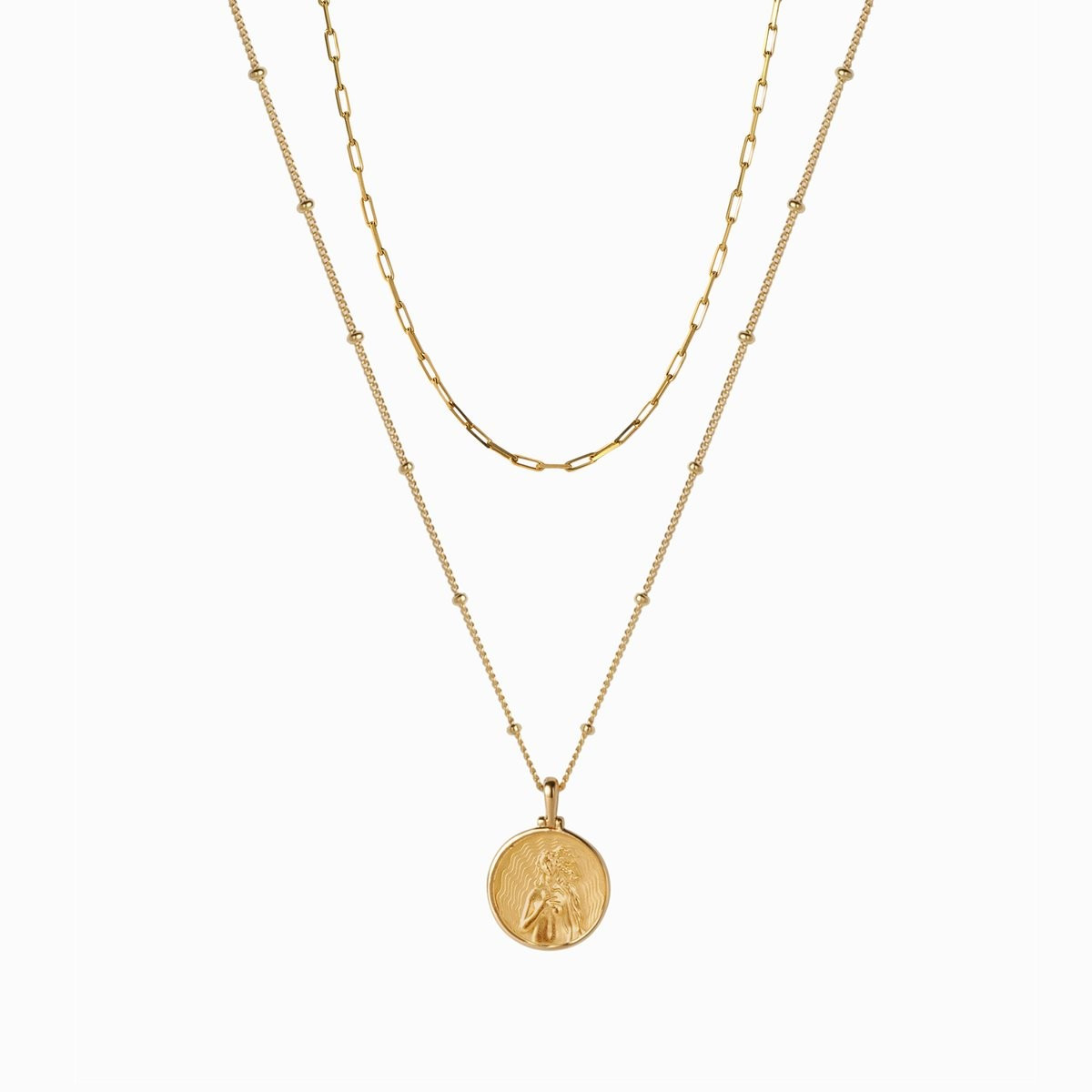 Mini Aphrodite + Delicate Paperclip Necklace Set | Awe Inspired