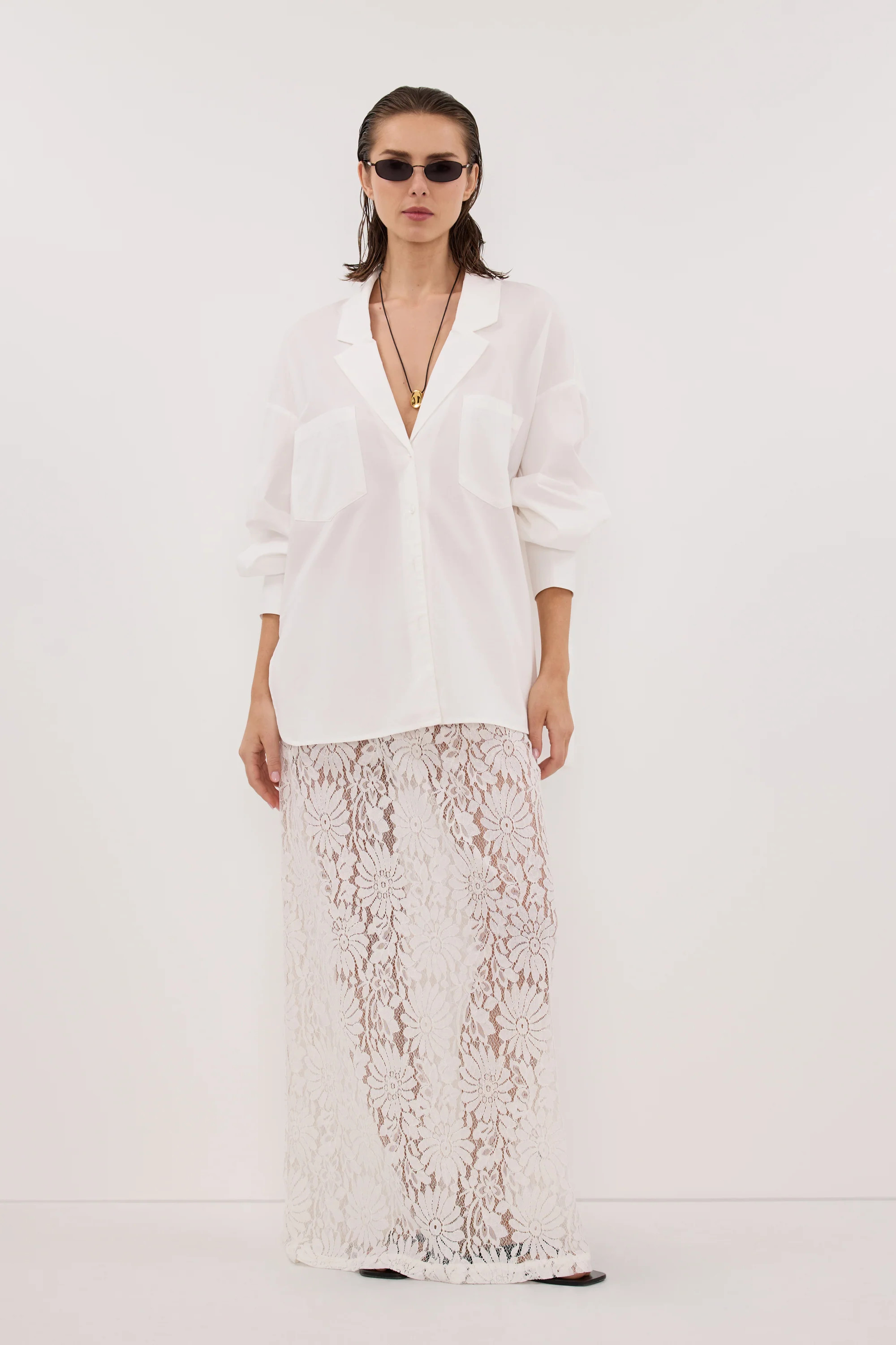 WILMA WHITE LACE SKIRT | DISSH