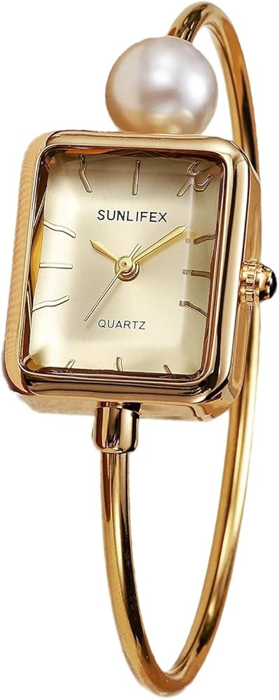 Gosasa Dainty Women’s Pearl Bangle Bracelet Watch – Elegant Chic Square Dial with Minimalist ... | Amazon (US)