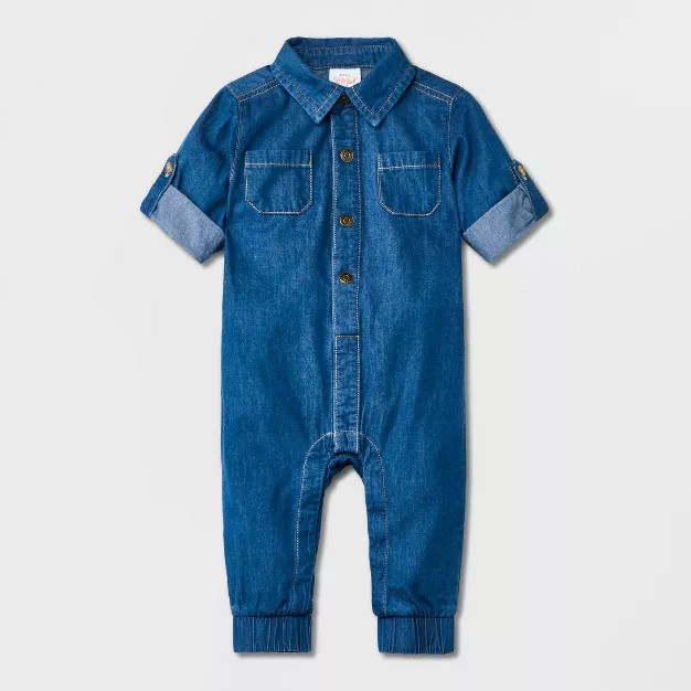 Baby Denim Romper - Cat & Jack™ Medium Wash | Target