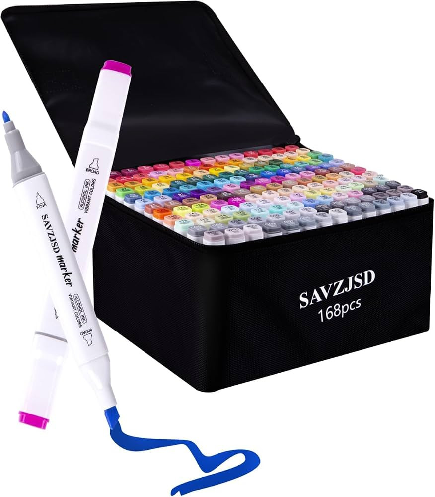 168 Colors Alcohol Markers, Dual Tip Markers for Artists or Adults in Coloring, Painting(Fine & B... | Amazon (US)