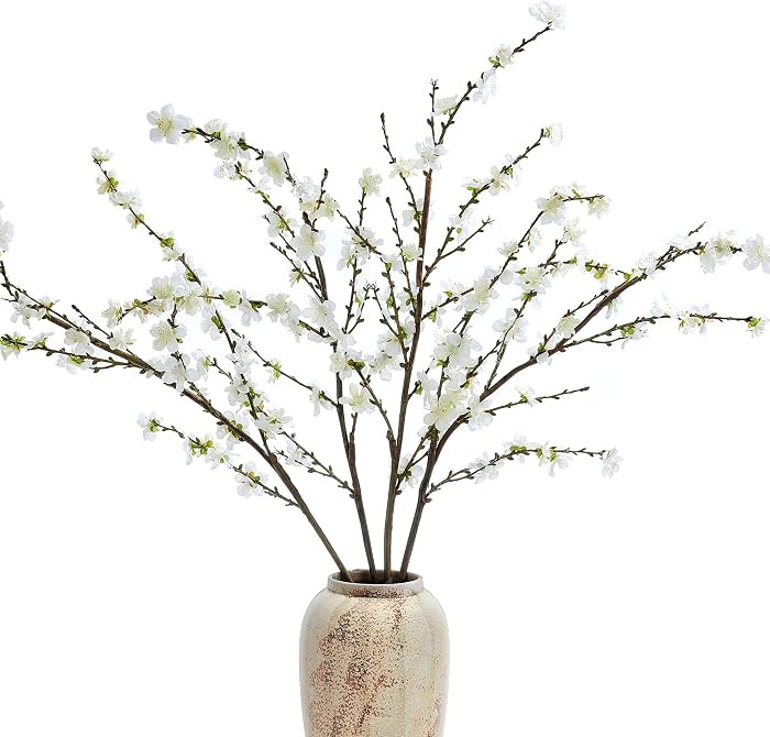 Ramas de flor de cerezo de 43 pulgadas, 4 piezas de flores artificiales de seda realistas para de... | Amazon (US)