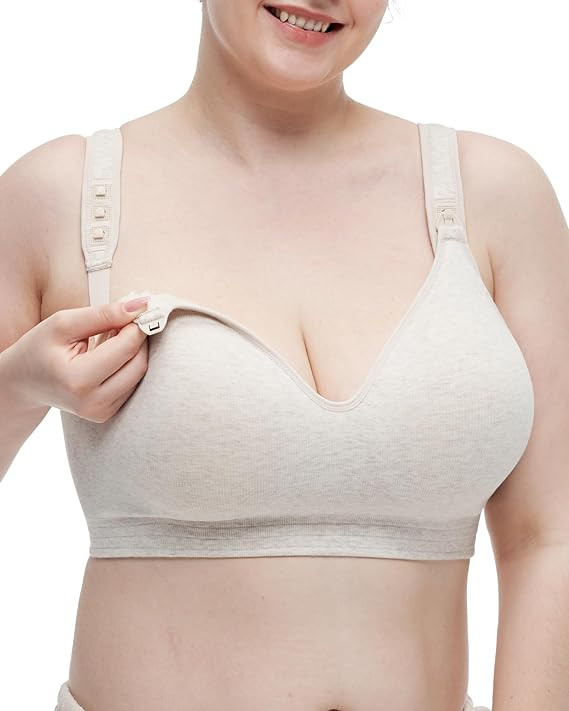 Momcozy Busty Nursing Bras, U.S.Cotton Wirefree Fixed Padded Maternity Bra, Full Coverage Adjusta... | Amazon (US)