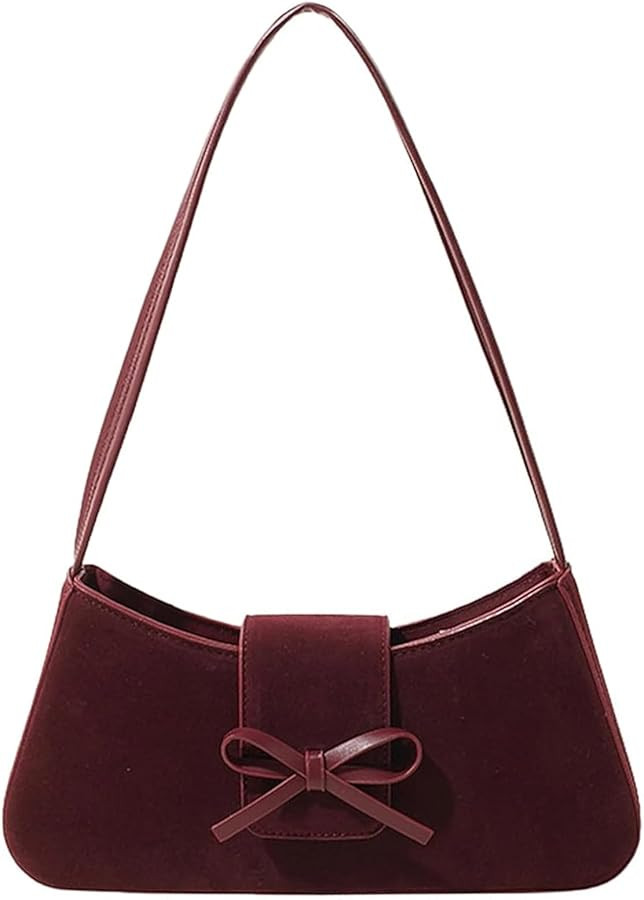 Shoulder Bag for Women, Hobo Handbags Trendy Y2K Purses Patent Leather Clutch Bag Cute Bow Purse | Amazon (US)