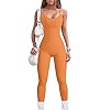 Women Workout Seamless Jumpsuit Yoga Ribbed Bodycon One Piece Spaghetti Strap Leggings Romper | Amazon (US)
