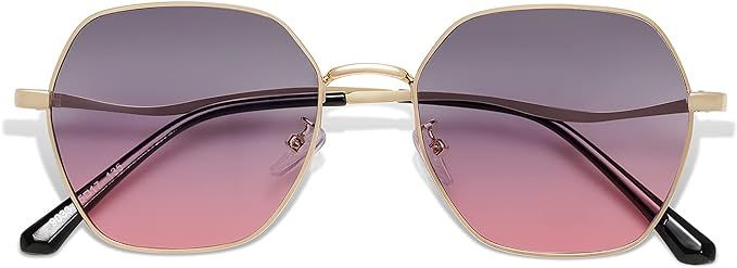 SOJOS Hexagon Square Sunglasses For Women Trendy Small Faces Octagon Gold Rim Wire Frame Geometri... | Amazon (US)