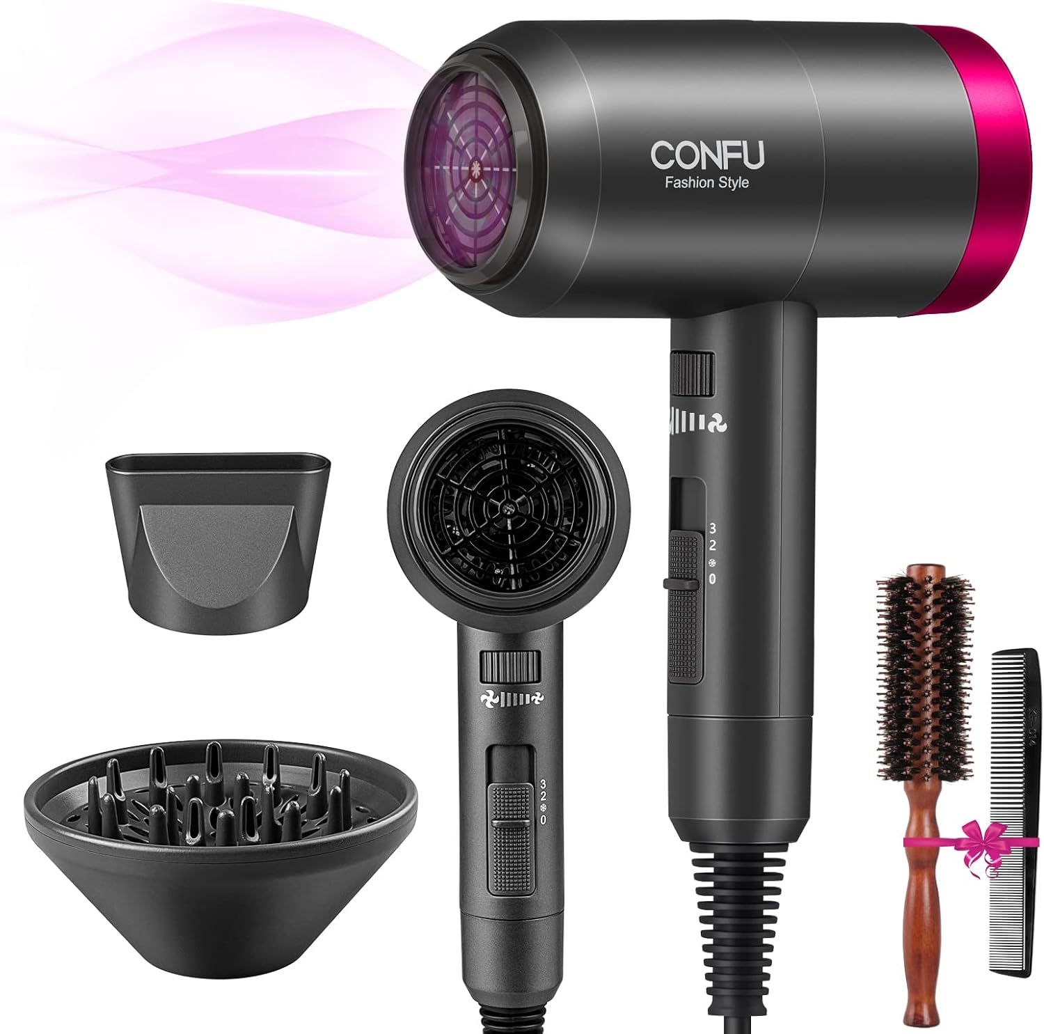 CONFU Hair Dryer, 1800W Hair Dryer, Hair Dryer with Diffuser, Blow Dryer for Home, 3 Heat Settings,  | Amazon (US)