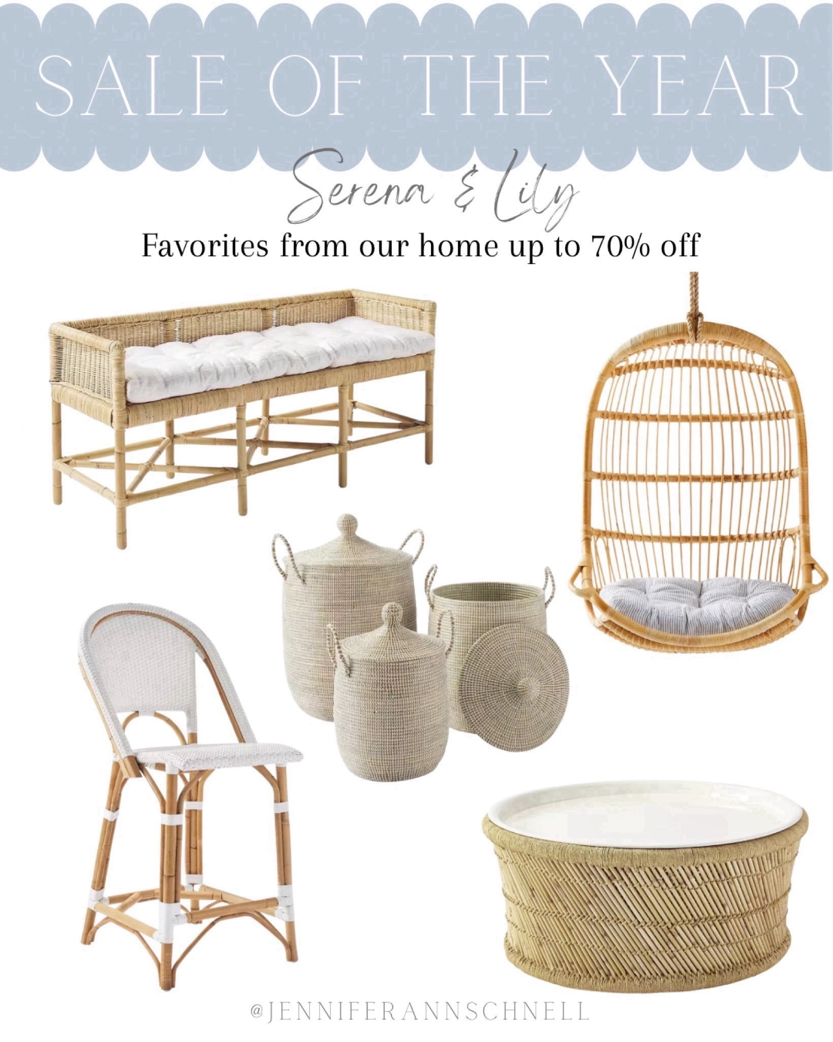 Serena & Lily is having their biggest sale of the year! All pieces we own and love are up to 70% off + free shipping!

#LTKsalealert #LTKhome #LTKCyberWeek