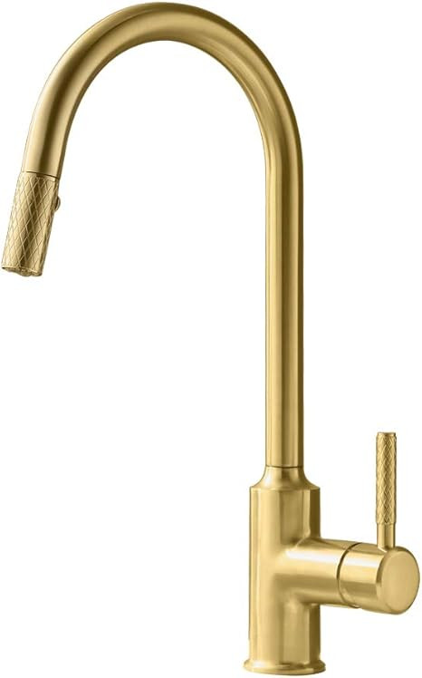 TURS Gold Kitchen Faucet with Pull Down Sprayer Single Handle Brass Kitchen Sink Faucets with Ret... | Amazon (US)