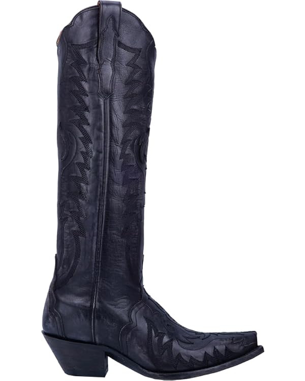 Dan Post Womens Hallie Tooled-Inlay Embroidery Snip Toe Casual Boots Knee High Low Heel 1-2" - Bl... | Amazon (US)