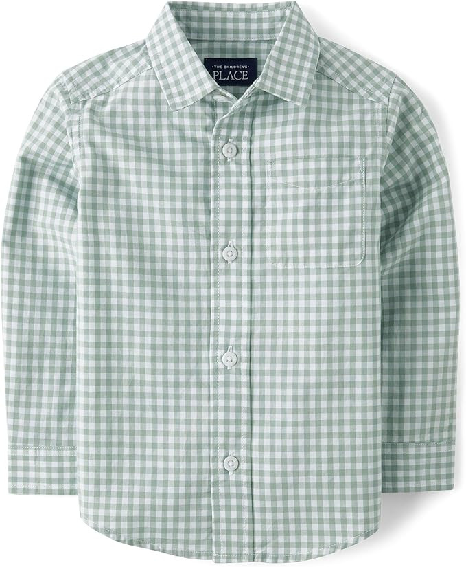 The Children's Place Baby Boys' and Toddler Poplin Long Sleeve Button Down Shirt | Amazon (US)