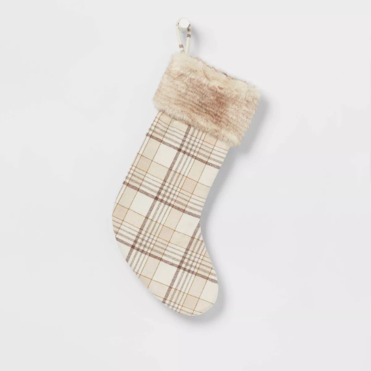 20" Plaid Christmas Holiday Stocking with Faux Fur Cuff - Wondershop™ | Target