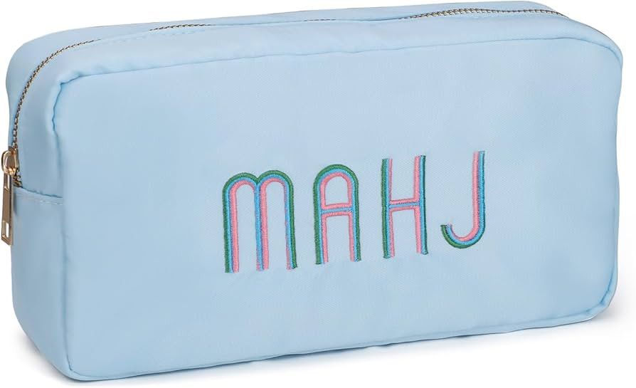 Mahjong Tiles Bag for 1.2 inch Tiles, Portable Zippered American Mah Jong Storage Case with Embro... | Amazon (US)