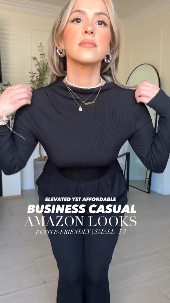 Amazon Business Casual Looks 🤩✨

From left to right
✔️Look 1: Small in brown pants + black bodysuit
✔️Look 2: Small in light grey trousers + small in striped top and jacket
✔️Look 3: Size 4 in light wash barrel jeans + small in turtleneck
✔️Look 4: small in midi skirt + sleeve turtleneck
✔️Look 5: size 4, in medium wash, barrel, jeans and small, brown and black striped cardigan
✔️Look 6: small in jumpsuit it has a lot of stretch

#LTKgrwm #LTKootd #LTKmomlife