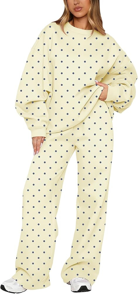 Amazon.com: calbatic Polka Dot Sweatshirt and Sweatpants Set for Women : Clothing, Shoes & Jewelry | Amazon (US)